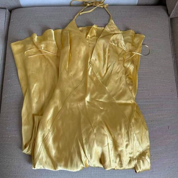 BEST Bardot Yve Halter Maxi Dress US2/XSmall Tuscan Yellow Cocktail - Picture 4 of 8